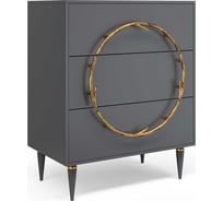 Комод BOGACHO Арт - Классика с тремя выдвижными ящиками серого цвета с золотом 11643/Серый