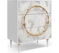 Комод BOGACHO Арт - Классика с тремя выдвижными ящиками белого цвета с золотом 11643/БлГолд