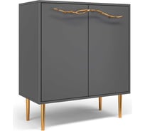 Комод BOGACHO Арт - Стайл с двумя полками серого цвета с золотом 11636/серый