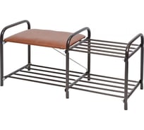 Этажерка для обуви Nika ЛЮКС 1 с мягким сидением, медный антик ЭТЛ1/А