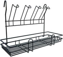 Полка на рейлинг Юнитрейд-Орел комбинированная со стаканодержателем, черная  01.32.008.01.00.9005.02