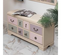 Банкетка BOGACHO Пандора с обувницей кремового цвета 11541/акварель