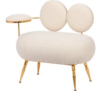 Банкетка BOGACHO Пьяно молочного цвета с опорами золотого 14041/букле