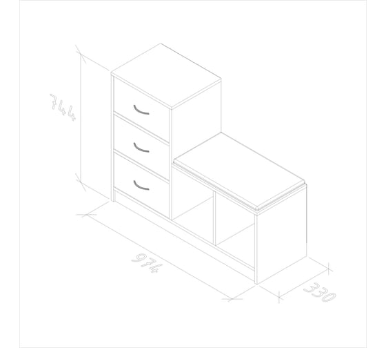 Обувница ФЕЛИКС 97.4x33x74.4 белый ПК-МКП-ГЛШ74Х97Я3/МН-В1-76