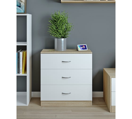 Комод ФЕЛИКС 69x35x73 белый и ракушки ПК-МКП-КД69Х35Я3-В1-1115