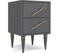 Прикроватная тумба BOGACHO Арт-Классика с 2-мя ящиками, серого цвета с золотом 11638/серый