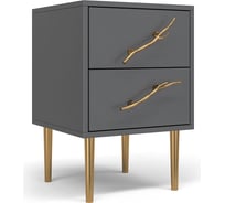 Прикроватная тумба BOGACHO Арт-Стайл с 2-мя ящиками, серого цвета с золотом 11639/серый