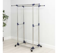 Телескопическая усиленная стойка для одежды Доляна 2 перекладины 80(145)х51x90(160) см 1780420