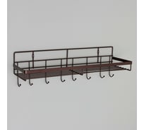 Бытовая полка Доляна с крючками 40,4x13,3x12,5 см, цвет коричневый 4429193