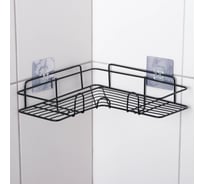 Угловая полка Доляна 2 крючка, 35x26x9 см, цвет черный 5168775