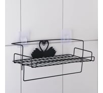 Полка Доляна с рейкой для полотенец, 37x15x8 см, цвет черный 5168776