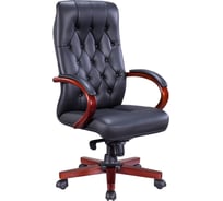 Кресло EVERPROF Monaco Wood кожа, черный EP-082 W Leather Black