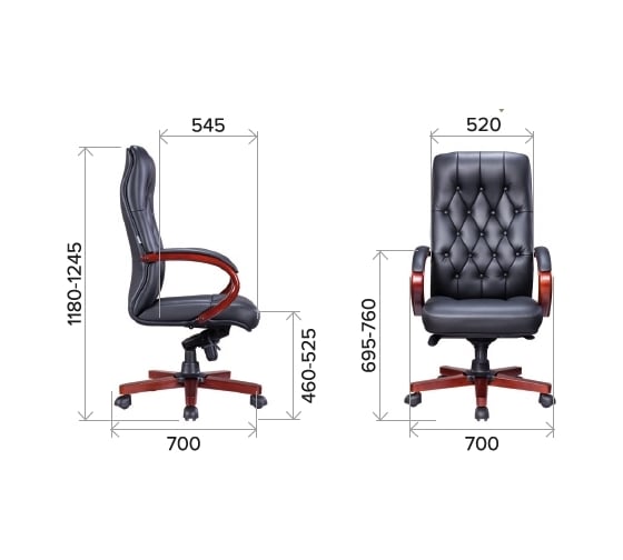 Кресло EVERPROF Monaco Wood кожа, черный EP-082 W Leather Black