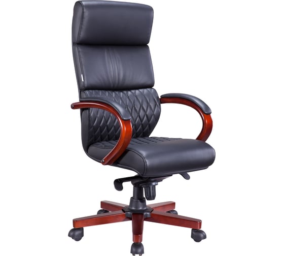 Кресло EVERPROF President Wood кожа, черный EP 101 W Leather Black