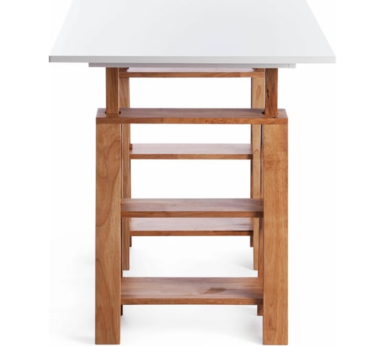 Письменный стол Tetchair Jimmi дерево гевея, МДФ, 120x75x75-90 см, White (белый), Natural 15108
