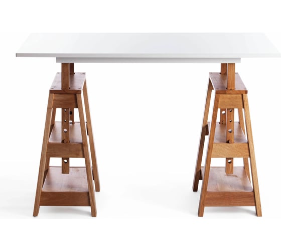 Письменный стол Tetchair Jimmi дерево гевея, МДФ, 120x75x75-90 см, White (белый), Natural 15108