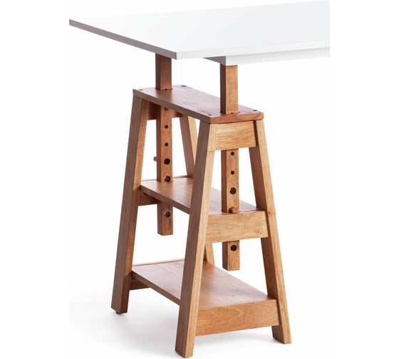 Письменный стол Tetchair Jimmi дерево гевея, МДФ, 120x75x75-90 см, White (белый), Natural 15108