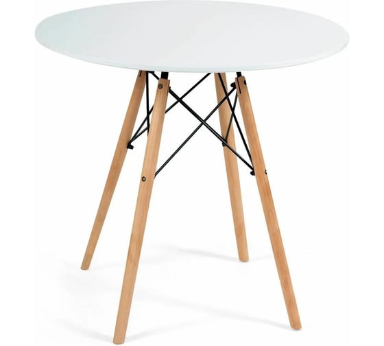 Стол Tetchair CINDY NEXT mod.80-MDF металл, мдф, бук, D80x75 см, белый/натуральный 13067