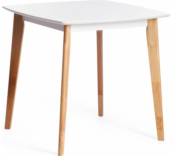 Обеденный стол Tetchair Claire квадратный, дерево гевея, МДФ, 80x80x75 см, White (белый), Natural 15114 1
