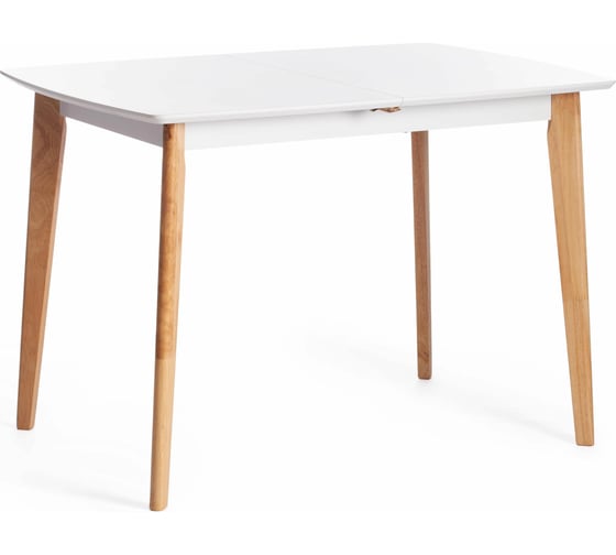 Обеденный стол Tetchair Claire раскладной, дерево гевея, МДФ, 110+30x75x75 см, White (белый), Natural 15111 1
