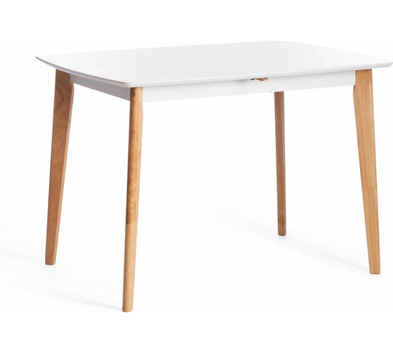 Обеденный стол Tetchair Claire раскладной, дерево гевея, МДФ, 110+30x75x75 см, White (белый), Natural 15111