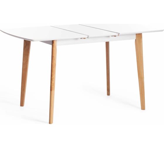 Обеденный стол Tetchair Claire раскладной, дерево гевея, МДФ, 110+30x75x75 см, White (белый), Natural 15111