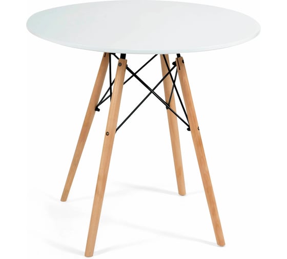 Стол Tetchair CINDY NEXT mod.80-MDF металл, мдф, бук, D70x75 см, белый/натуральный 15854