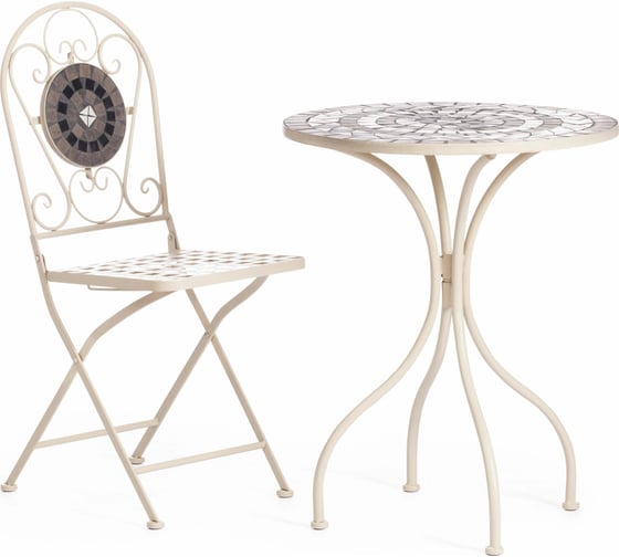Стол Tetchair Secret de Maison ROMEO mod. PL08-7451RV металл, 60x72 см, белый/плитка-калейдоскоп 15267