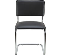 Стул RIVA Chair Сильвия хром, кож/зам, черный УЧ-00001764