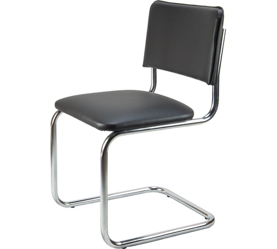 Стул RIVA Chair Сильвия хром, кож/зам, черный УЧ-00001764