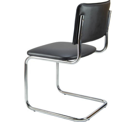 Стул RIVA Chair Сильвия хром, кож/зам, черный УЧ-00001764