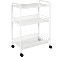 Этажерка ЗМИ Ладья 33 КС колесики и столик под дерево, белая Э 559 Б