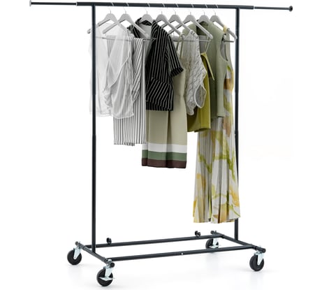 Сверхмощная стойка для одежды на колесах Tatkraft Derek складная из хромированной стали, L129 11960