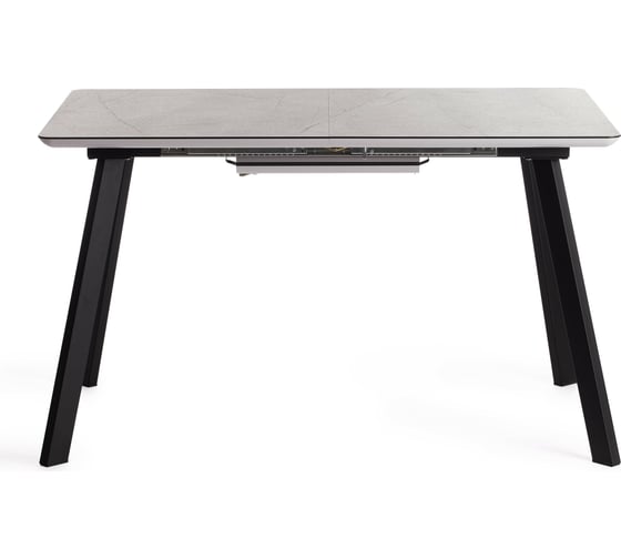 Стол обеденный Tetchair DARWIN МДФ HPL/ЛДСП/металл, 128-170x80x75 см, Мрамор светлый/Черный 18995