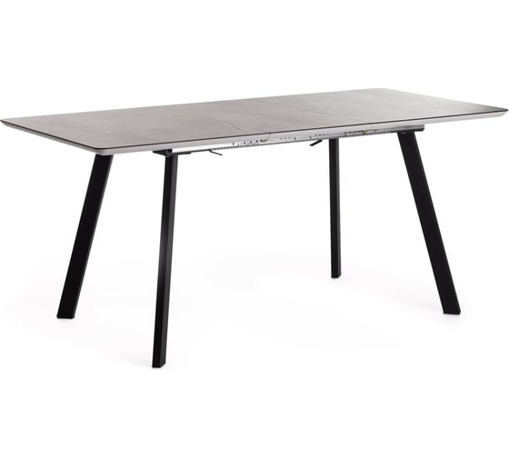 Стол обеденный Tetchair DARWIN МДФ HPL/ЛДСП/металл, 128-170x80x75 см, Мрамор светлый/Черный 18995