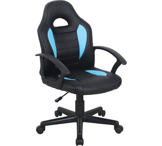 Компьютерное кресло BRABIX Spark GM-201, экокожа, черное/голубое 532505