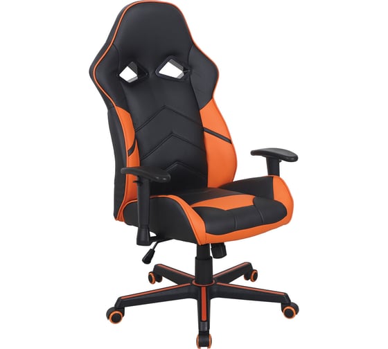 Компьютерное кресло BRABIX Storm GM-006, регулируемые подлокотники, экокожа, черное/оранжевое 532502 1