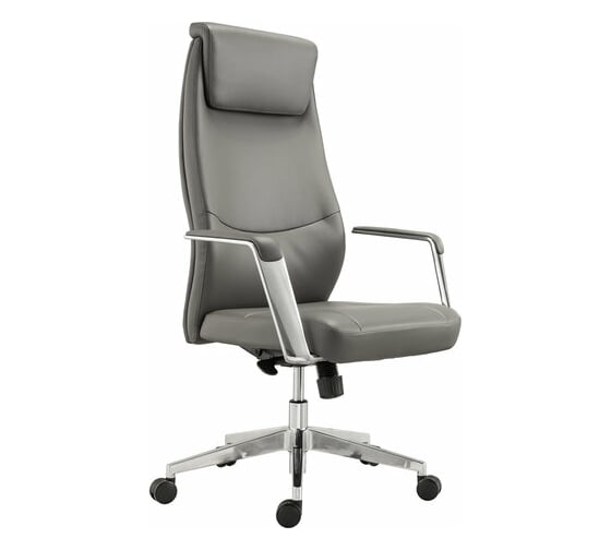 Офисное кресло BRABIX PREMIUM Jazz EX-757, синхромеханизм, алюминий, экокожа, серое 532490