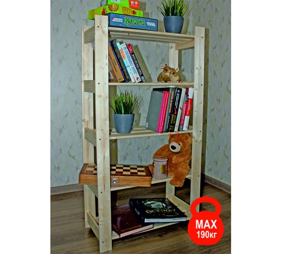 Деревянный стеллаж SAFORA серия D №1, 5 полок, 115x63x28 см, высота полки 23 см 5.28.D1.115 МП