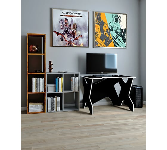 Стол для геймера ФЕЛИКС 100x80x75 черный шагрень, белая кромка ПК-ПРА-СТГ100Х80/ФГ-В1-1110