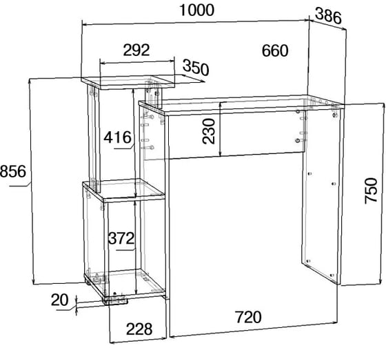 Стол ФЕЛИКС с приставной тумбой 100x38.6x85.6 клен ПК-МКП-СТТК100Х39-В1-99