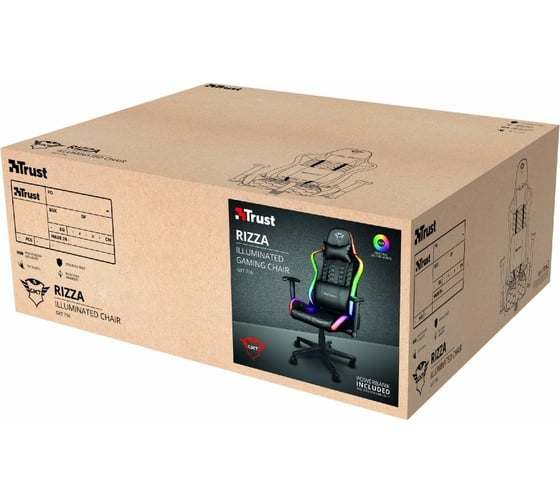 Игровое компьютерное кресло Trust GXT 716 Rizza 23845 кожзам, с подсветкой, черное Б0053012