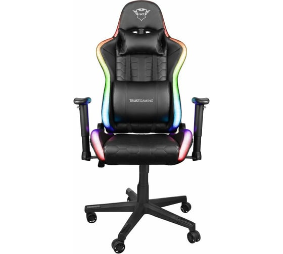Игровое компьютерное кресло Trust GXT 716 Rizza 23845 кожзам, с подсветкой, черное Б0053012