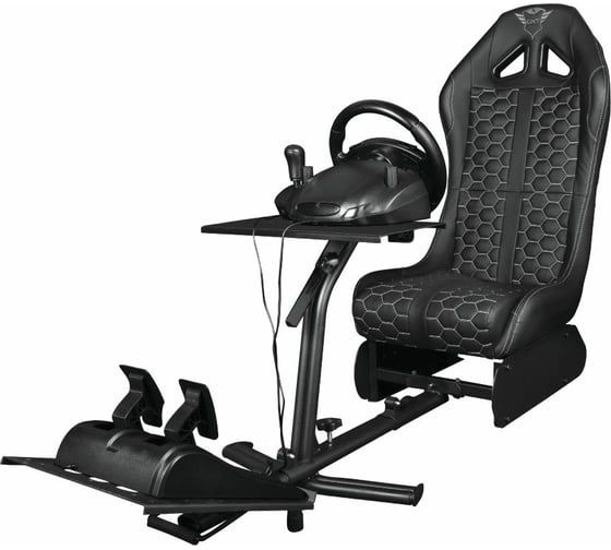 Игровое кресло Trust GXT 1155 RALLY кожзам, черное, с подставкой для рулевого колеса и педалей Б0052830