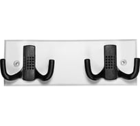 Настенная вешалка на деревянной планке с двойным крючком 2/2 белый-черный муар Трибатрон Комфорт 87964