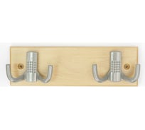 Настенная вешалка на деревянной планке с двойным крючком 2/2 бук-алюминиевый мет. Трибатрон Комфорт 87990