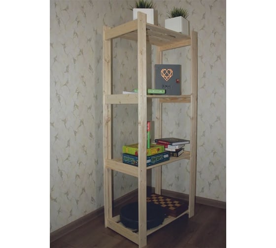 Деревянный стеллаж SAFORA серия В №2 4 полки, 150x63x28 см, высота полки 48 см 4.28.В2.150