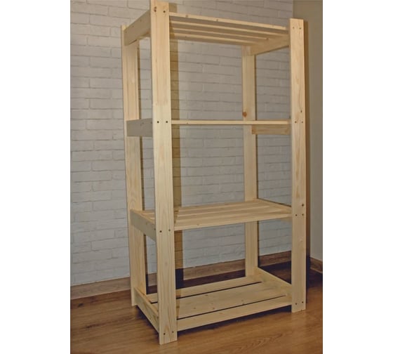 Деревянный стеллаж SAFORA серия С №2, 4 полки, 150x63x35 см, высота полки 48 см 4.35.С2.150