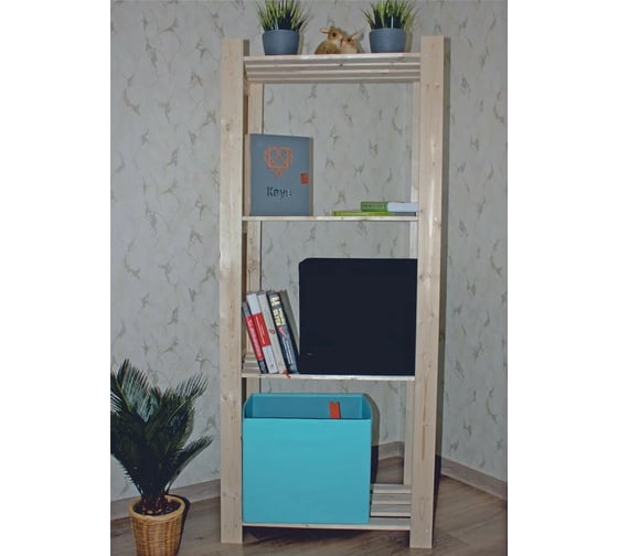 Деревянный стеллаж SAFORA серия С №2, 4 полки, 150x63x35 см, высота полки 48 см 4.35.С2.150