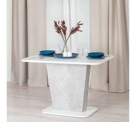 Обеденный стол Tetchair OSLO ЛДСП, 110-145x68,6x75,5 см, белый/бетон 19123